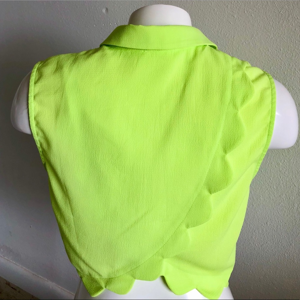 Lush Neon Green Scalloped Crop Top - Picture 7 of 14